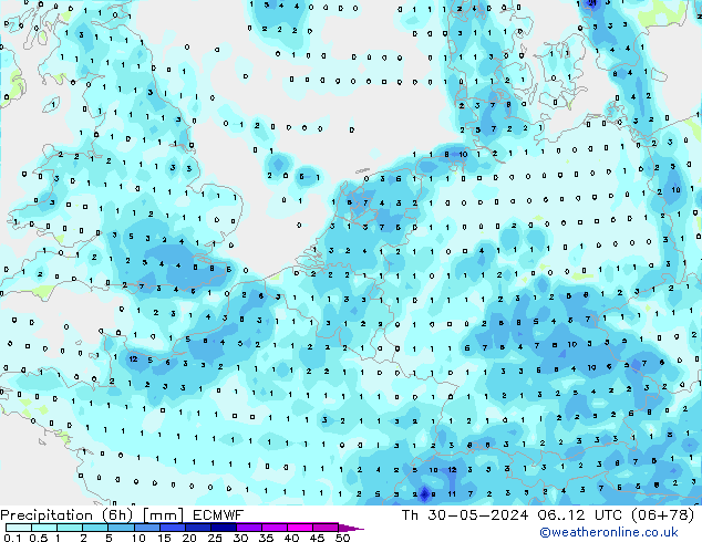 Z500/Rain (+SLP)/Z850 ECMWF  30.05.2024 12 UTC