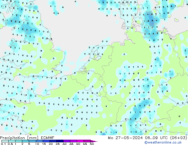 降水 ECMWF 星期一 27.05.2024 09 UTC