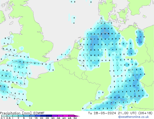 Precipitazione ECMWF mar 28.05.2024 00 UTC