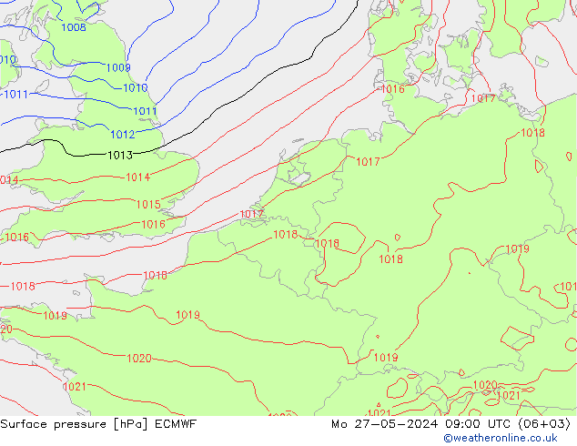 Surface pressure ECMWF Mo 27.05.2024 09 UTC