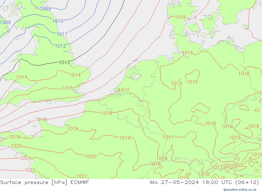 地面气压 ECMWF 星期一 27.05.2024 18 UTC