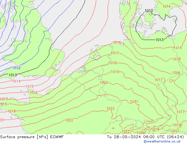 Surface pressure ECMWF Tu 28.05.2024 06 UTC