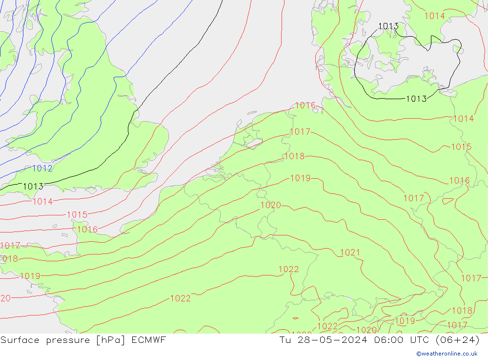 Surface pressure ECMWF Tu 28.05.2024 06 UTC