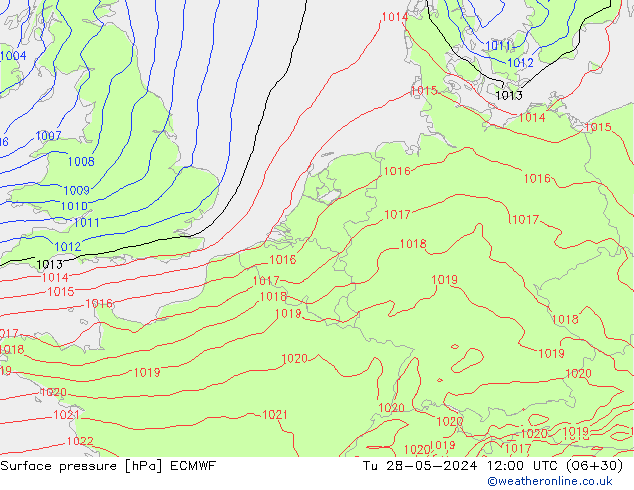 pressão do solo ECMWF Ter 28.05.2024 12 UTC