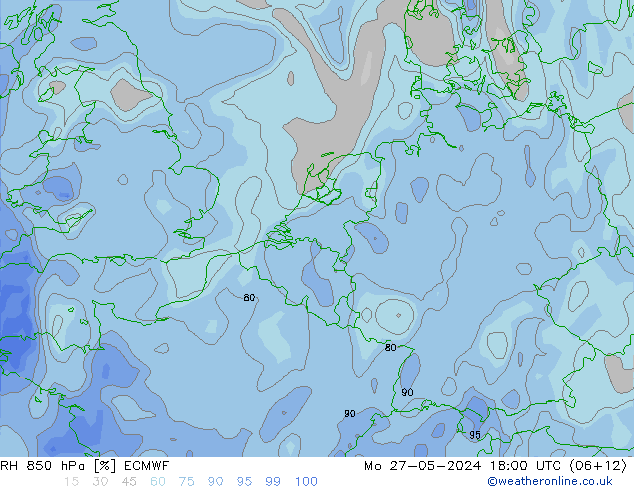 RH 850 hPa ECMWF Mo 27.05.2024 18 UTC