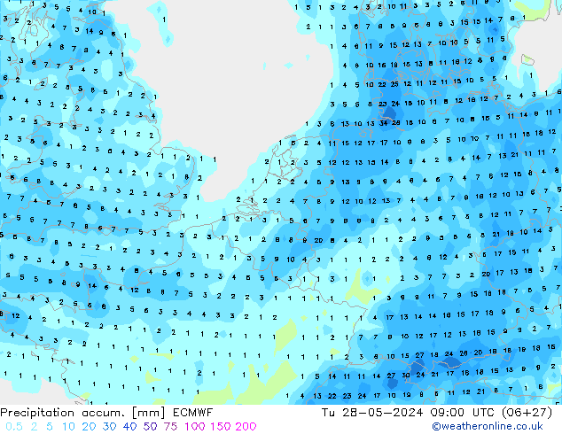 Nied. akkumuliert ECMWF Di 28.05.2024 09 UTC