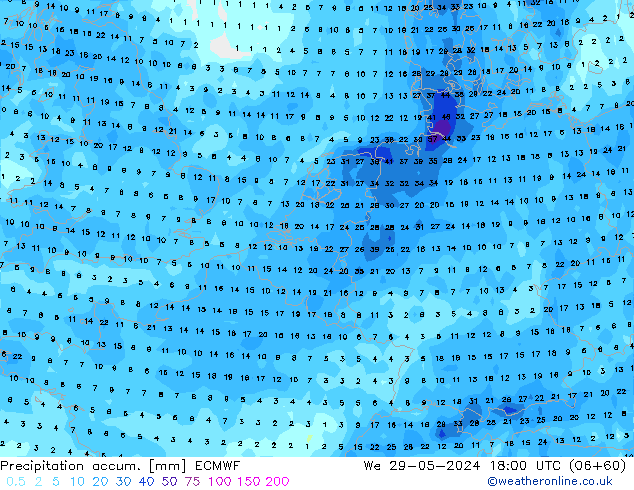 Precipitation accum. ECMWF  29.05.2024 18 UTC