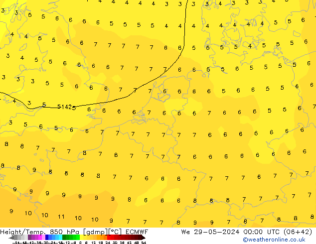 Z500/Rain (+SLP)/Z850 ECMWF St 29.05.2024 00 UTC