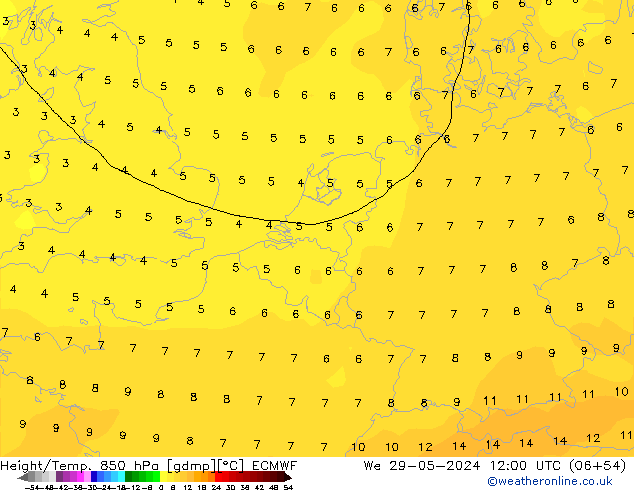 Yükseklik/Sıc. 850 hPa ECMWF Çar 29.05.2024 12 UTC