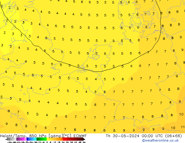 Z500/Rain (+SLP)/Z850 ECMWF Qui 30.05.2024 00 UTC