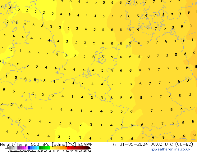 Height/Temp. 850 hPa ECMWF ven 31.05.2024 00 UTC