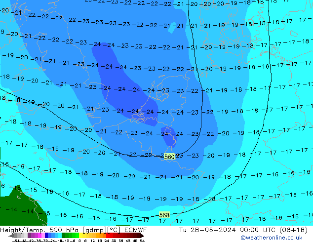 Height/Temp. 500 hPa ECMWF  28.05.2024 00 UTC