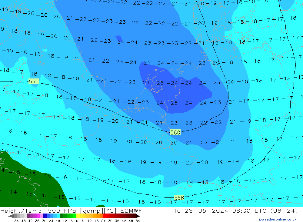 Z500/Rain (+SLP)/Z850 ECMWF mar 28.05.2024 06 UTC