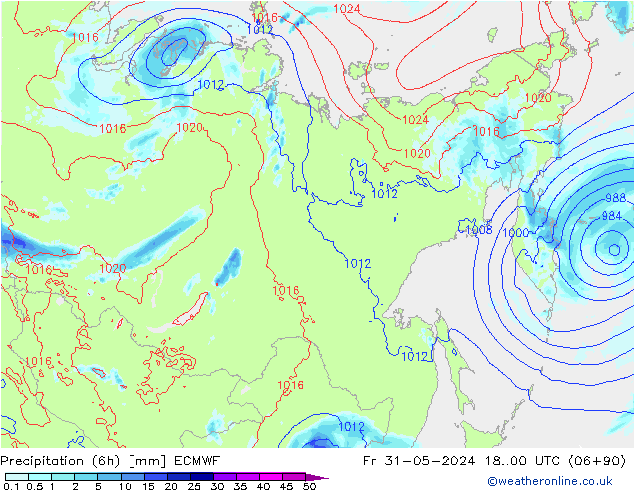 Precipitazione (6h) ECMWF ven 31.05.2024 00 UTC