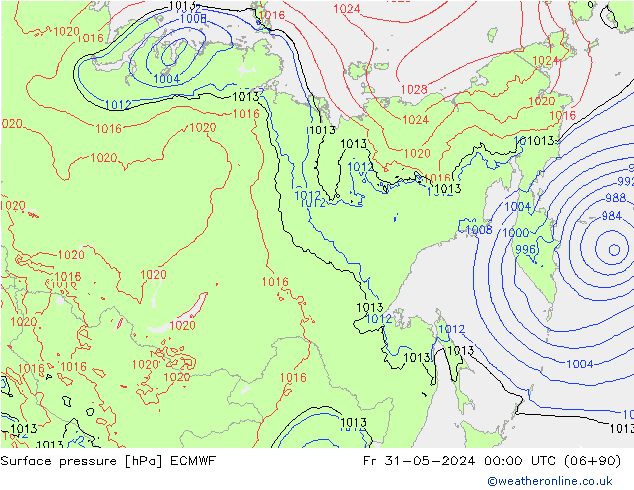 Surface pressure ECMWF Fr 31.05.2024 00 UTC