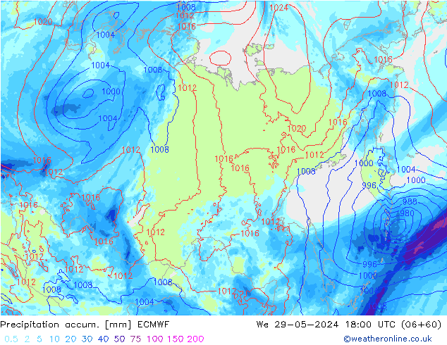 Precipitation accum. ECMWF Qua 29.05.2024 18 UTC