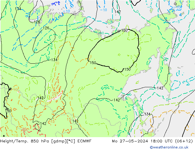 Z500/Rain (+SLP)/Z850 ECMWF Mo 27.05.2024 18 UTC