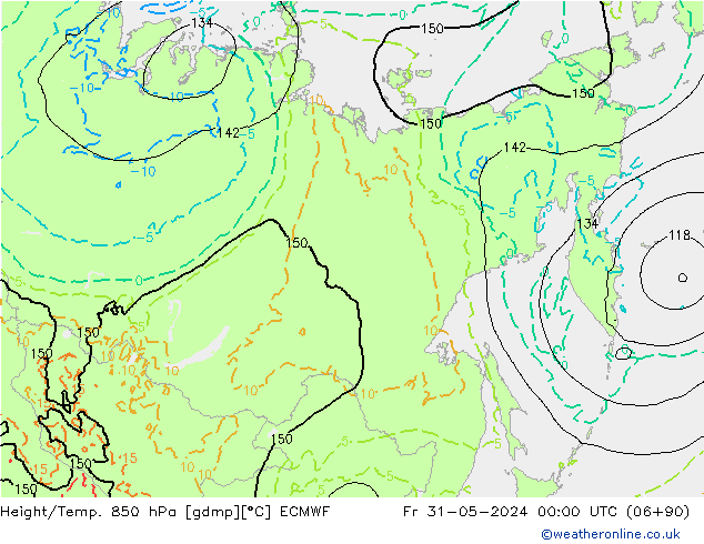 Height/Temp. 850 hPa ECMWF Sex 31.05.2024 00 UTC