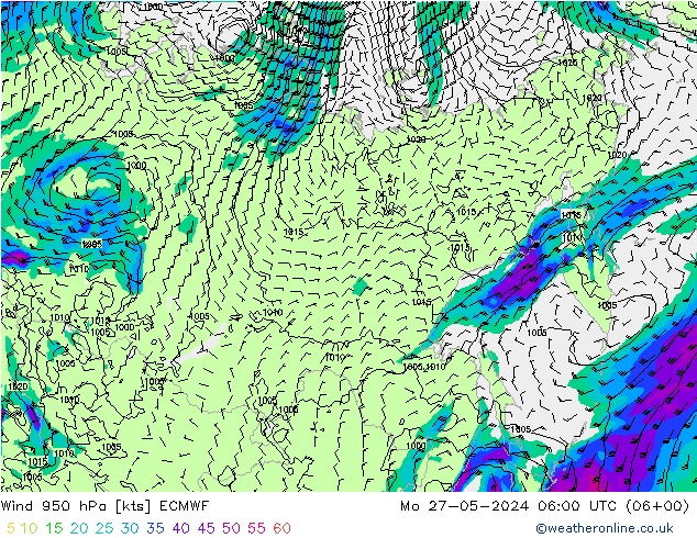 Wind 950 hPa ECMWF ma 27.05.2024 06 UTC