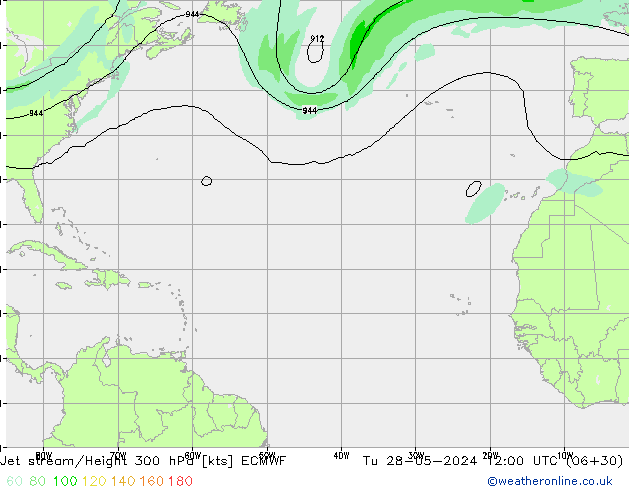 Jet stream/Height 300 hPa ECMWF Tu 28.05.2024 12 UTC