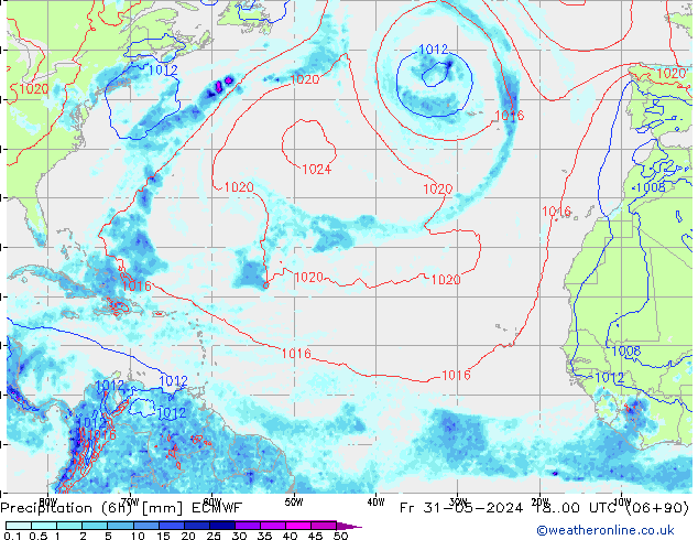 Z500/Rain (+SLP)/Z850 ECMWF Fr 31.05.2024 00 UTC