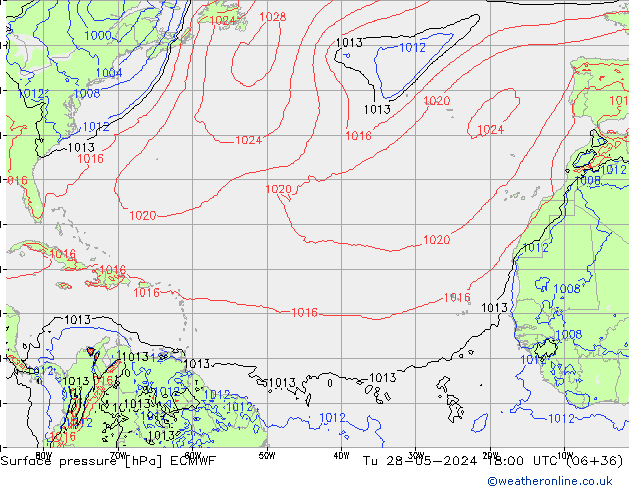 pressão do solo ECMWF Ter 28.05.2024 18 UTC