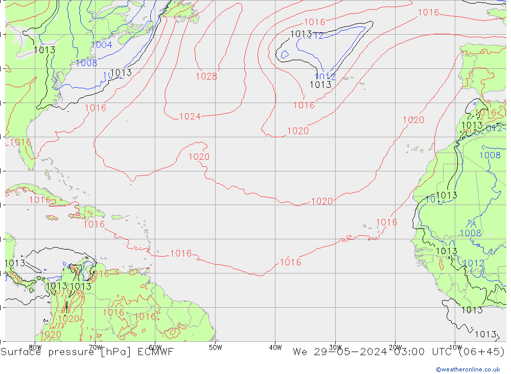 Bodendruck ECMWF Mi 29.05.2024 03 UTC