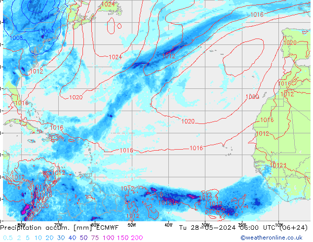 Toplam Yağış ECMWF Sa 28.05.2024 06 UTC