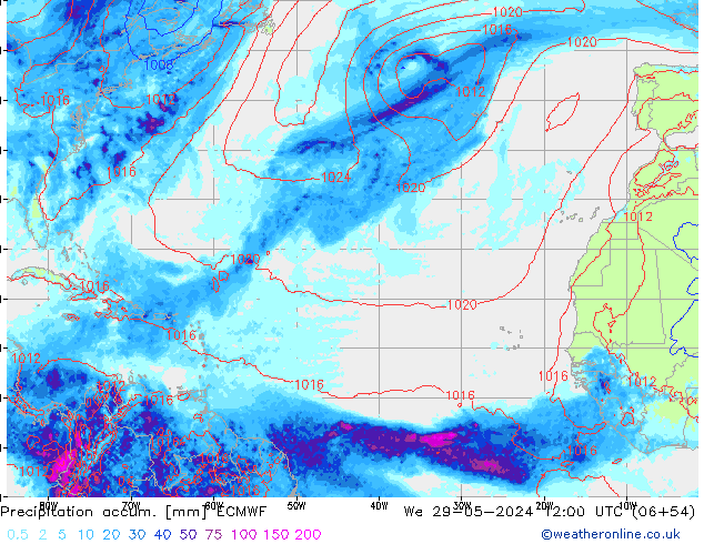 Precipitation accum. ECMWF Qua 29.05.2024 12 UTC