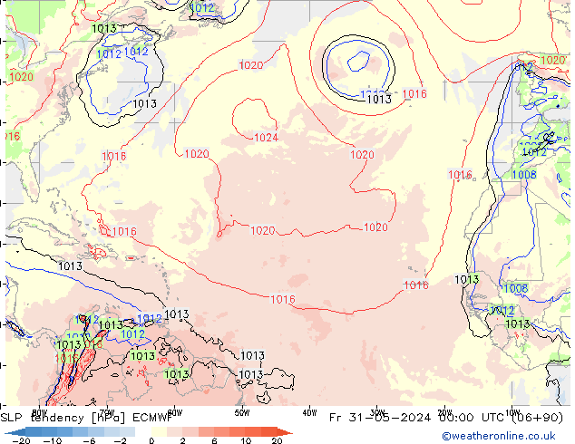 SLP tendency ECMWF Fr 31.05.2024 00 UTC