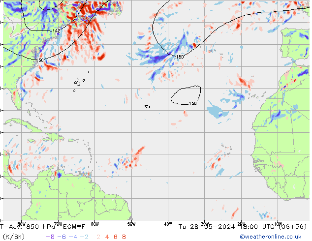 T-Adv. 850 hPa ECMWF Ter 28.05.2024 18 UTC