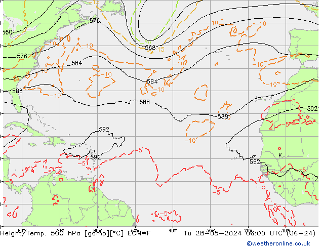 Z500/Rain (+SLP)/Z850 ECMWF Tu 28.05.2024 06 UTC