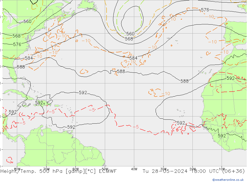 Z500/Yağmur (+YB)/Z850 ECMWF Sa 28.05.2024 18 UTC