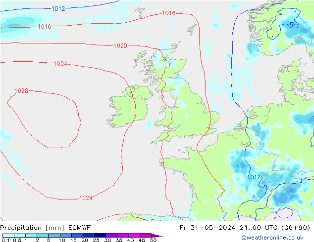 Precipitazione ECMWF ven 31.05.2024 00 UTC