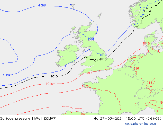 pressão do solo ECMWF Seg 27.05.2024 15 UTC