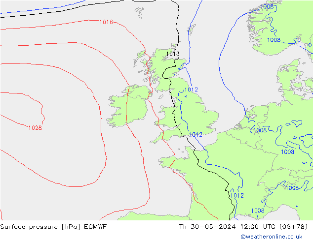 Pressione al suolo ECMWF gio 30.05.2024 12 UTC