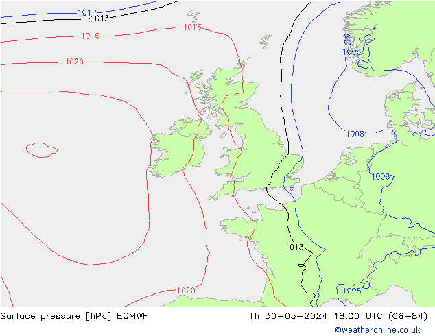 Pressione al suolo ECMWF gio 30.05.2024 18 UTC