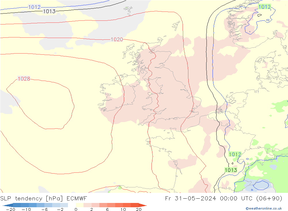 SLP tendency ECMWF Fr 31.05.2024 00 UTC