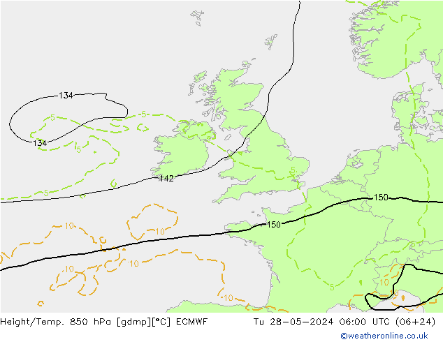 Z500/Rain (+SLP)/Z850 ECMWF Di 28.05.2024 06 UTC