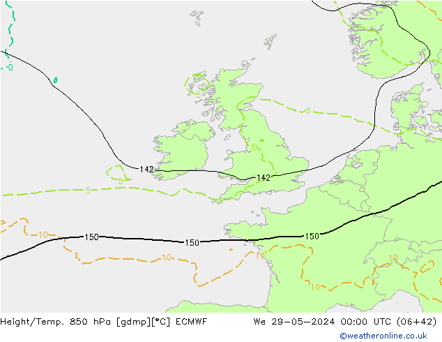 Z500/Rain (+SLP)/Z850 ECMWF śro. 29.05.2024 00 UTC