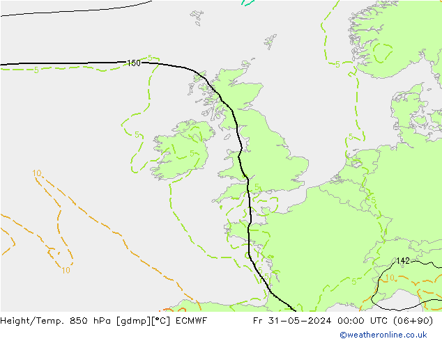 Z500/Rain (+SLP)/Z850 ECMWF Fr 31.05.2024 00 UTC