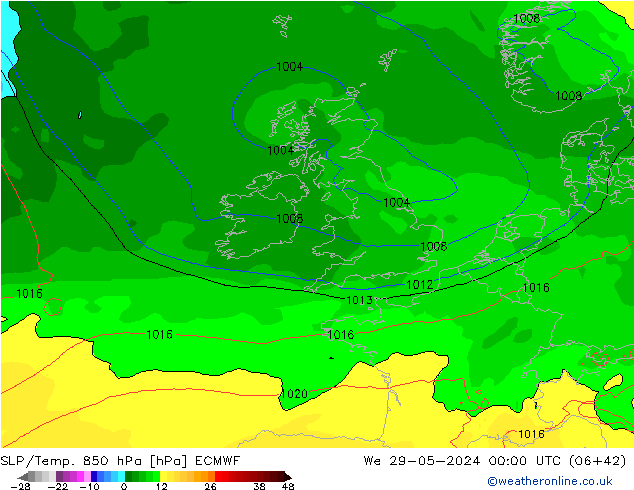 850 hPa Yer Bas./Sıc ECMWF Çar 29.05.2024 00 UTC