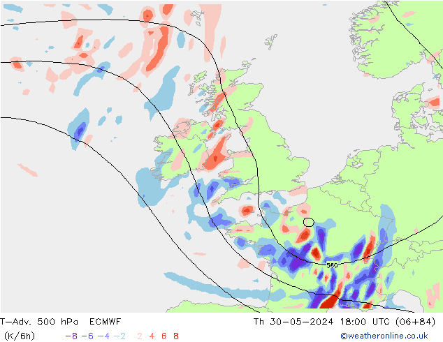 T-Adv. 500 hPa ECMWF Th 30.05.2024 18 UTC