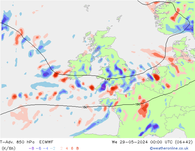 T-Adv. 850 hPa ECMWF Çar 29.05.2024 00 UTC