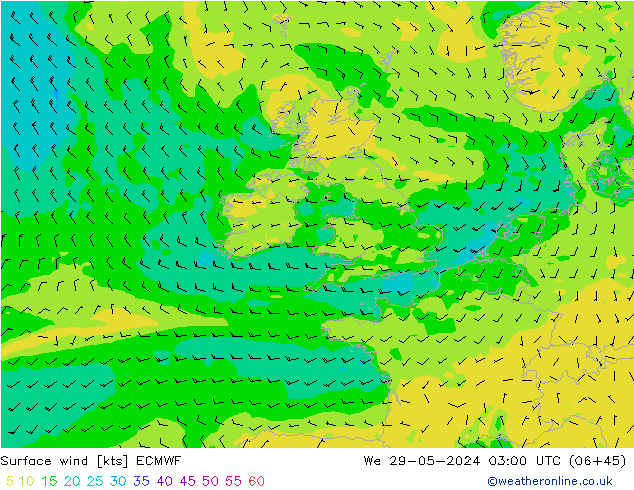 Surface wind ECMWF We 29.05.2024 03 UTC