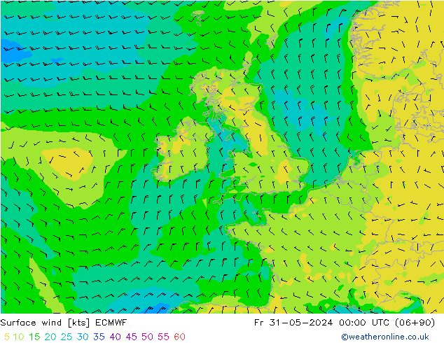 Wind 10 m ECMWF vr 31.05.2024 00 UTC