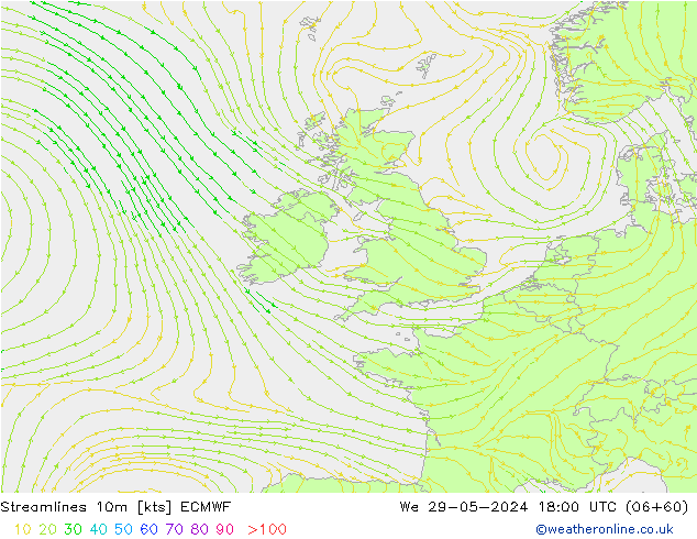 Linea di flusso 10m ECMWF mer 29.05.2024 18 UTC