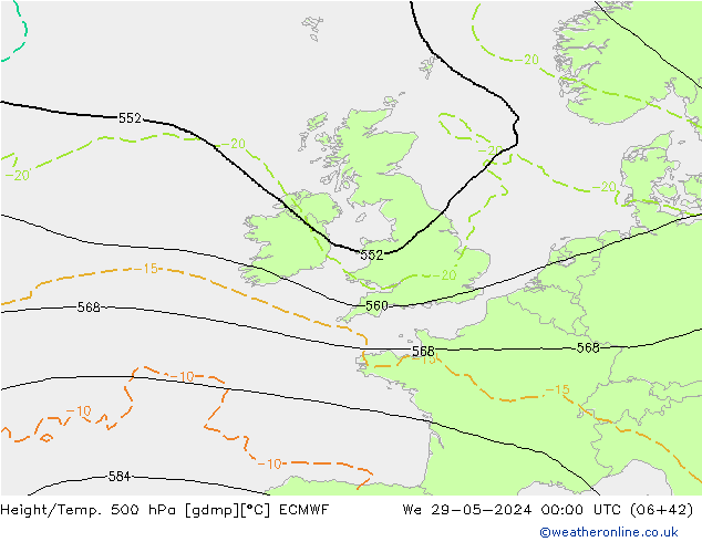 Z500/Rain (+SLP)/Z850 ECMWF We 29.05.2024 00 UTC