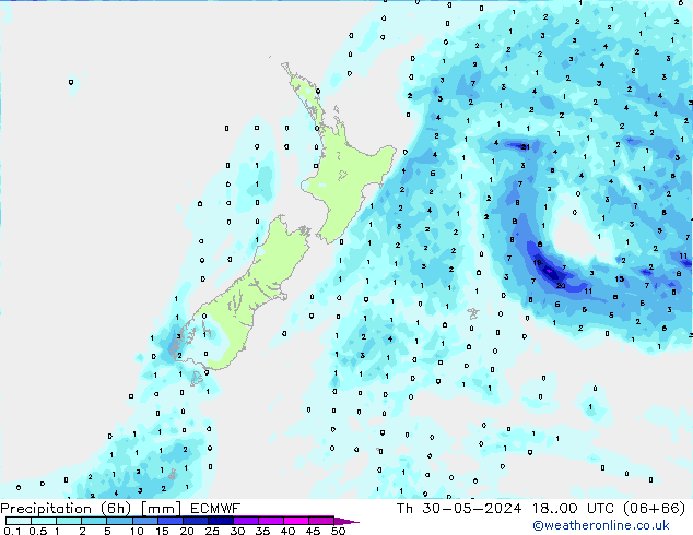 Z500/Rain (+SLP)/Z850 ECMWF czw. 30.05.2024 00 UTC