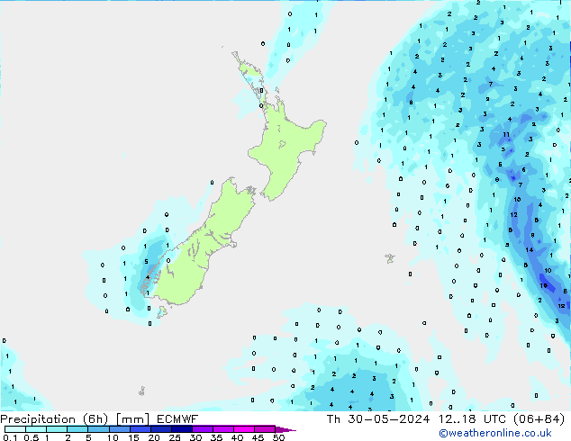 Precipitation (6h) ECMWF Th 30.05.2024 18 UTC